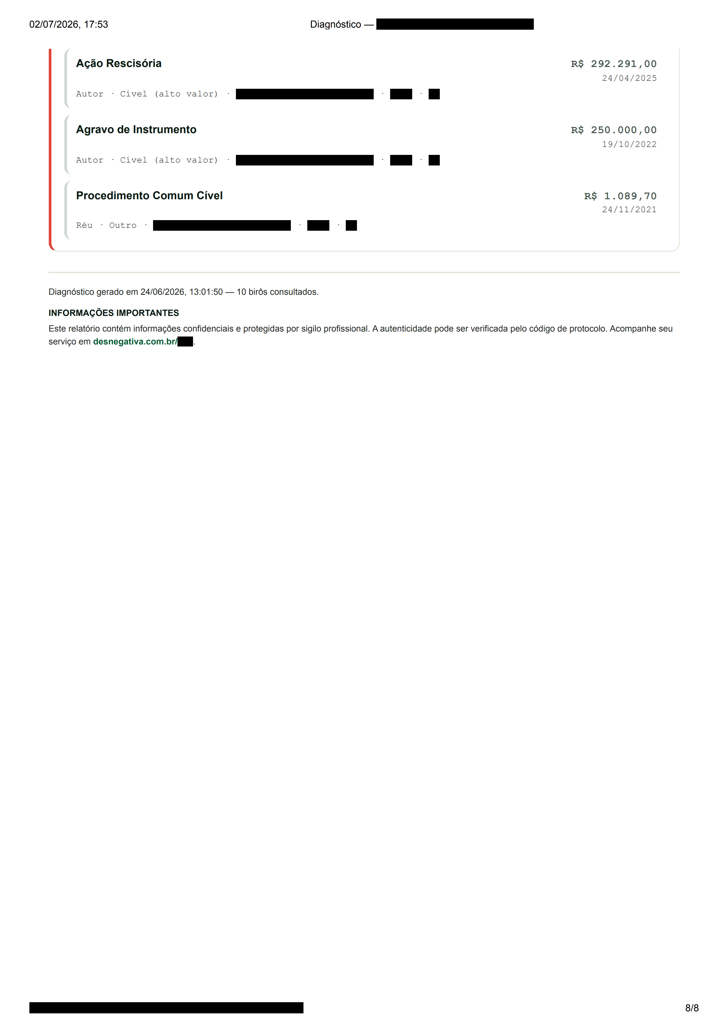 Modelo do Diagnóstico Financeiro - página 8